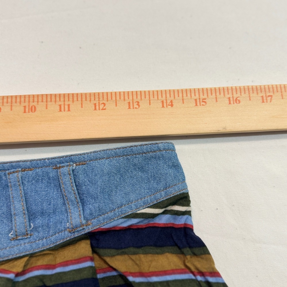 Vintage Southwestern Stripe Maxi Skirt High Waisted Denim Yoke Button Front Blue - Picture 5 of 7